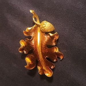 Vintage Signed MAMSELLE Floral Filigree Leaf Brooch